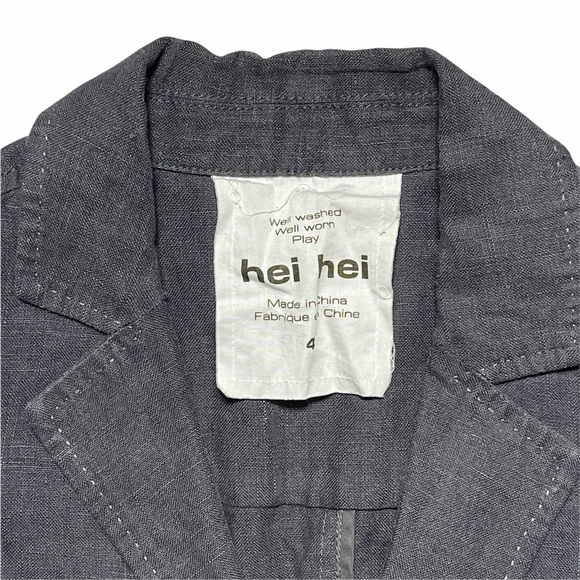Anthropologie Hei Hei Grey 100% Linen Blazer 4 - Picture 4 of 10